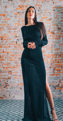 VESTIDO DRAPEADO ESPALDA NEGRO
