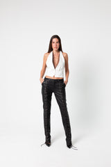 PANTALONES CUERO CORDONES