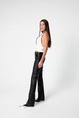 PANTALONES CUERO CORDONES