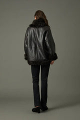 CAZADORA MARRON PIEL REVERSIBLE