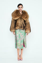 FALDA ABERTURAS JACQUARD VERDE