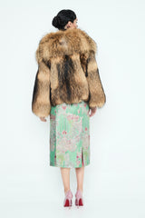 FALDA ABERTURAS JACQUARD VERDE