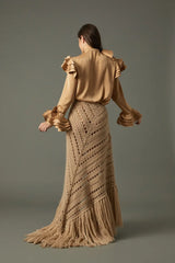 FALDA PUNTO FLECOS BEIGE