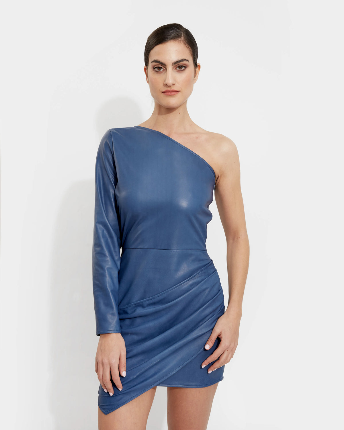 VESTIDO CUERO AZUL