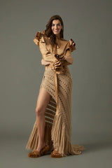 FALDA FLECOS BEIGE