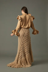 FALDA FLECOS BEIGE