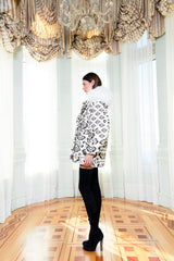 ABRIGO TERCIOPELO BLANCO Y NEGRO