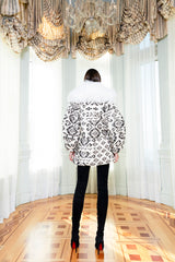 ABRIGO TERCIOPELO BLANCO Y NEGRO