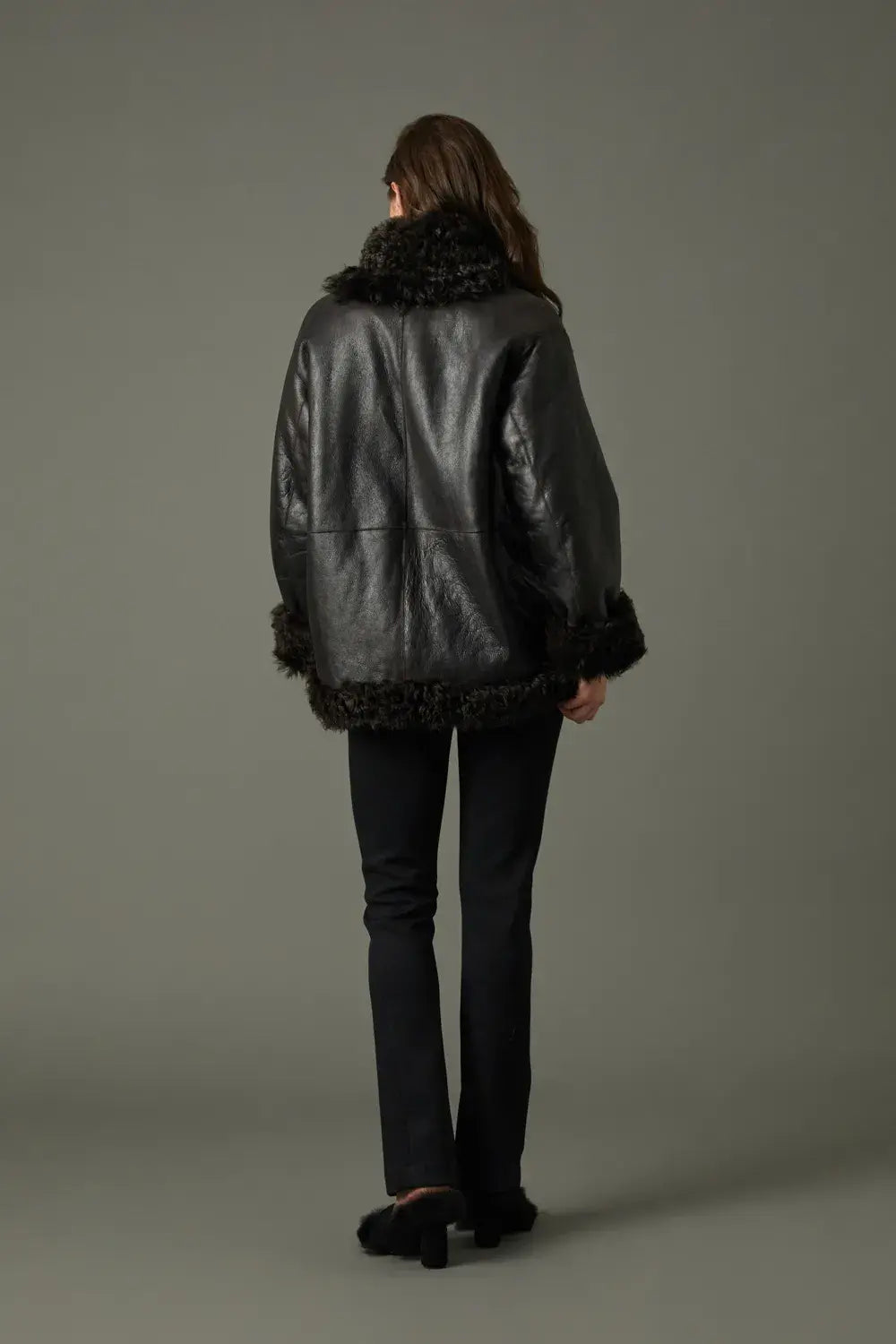 CAZADORA MARRON PIEL REVERSIBLE