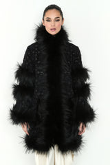 ABRIGO COYOTE PLUMAS NEGRO