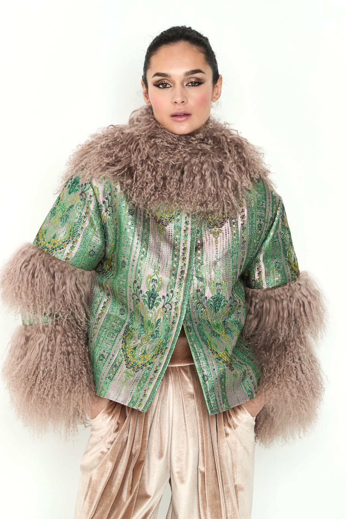 ABRIGO VERDE TIBETLAMB