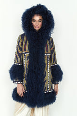 ABRIGO AZUL TIBETLAMB