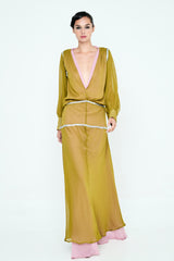 VESTIDO BAMBULA ROSA VERDE Y ROSA