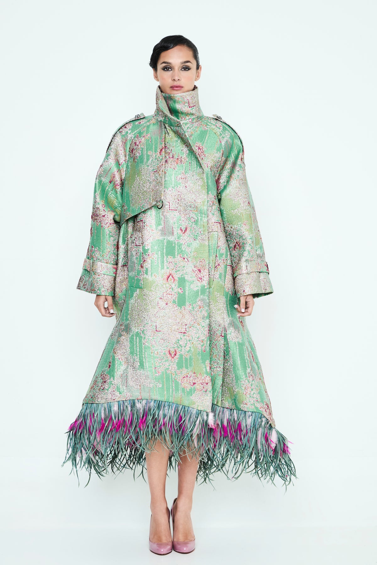 GABARDINA JACQUARD PLUMAS
