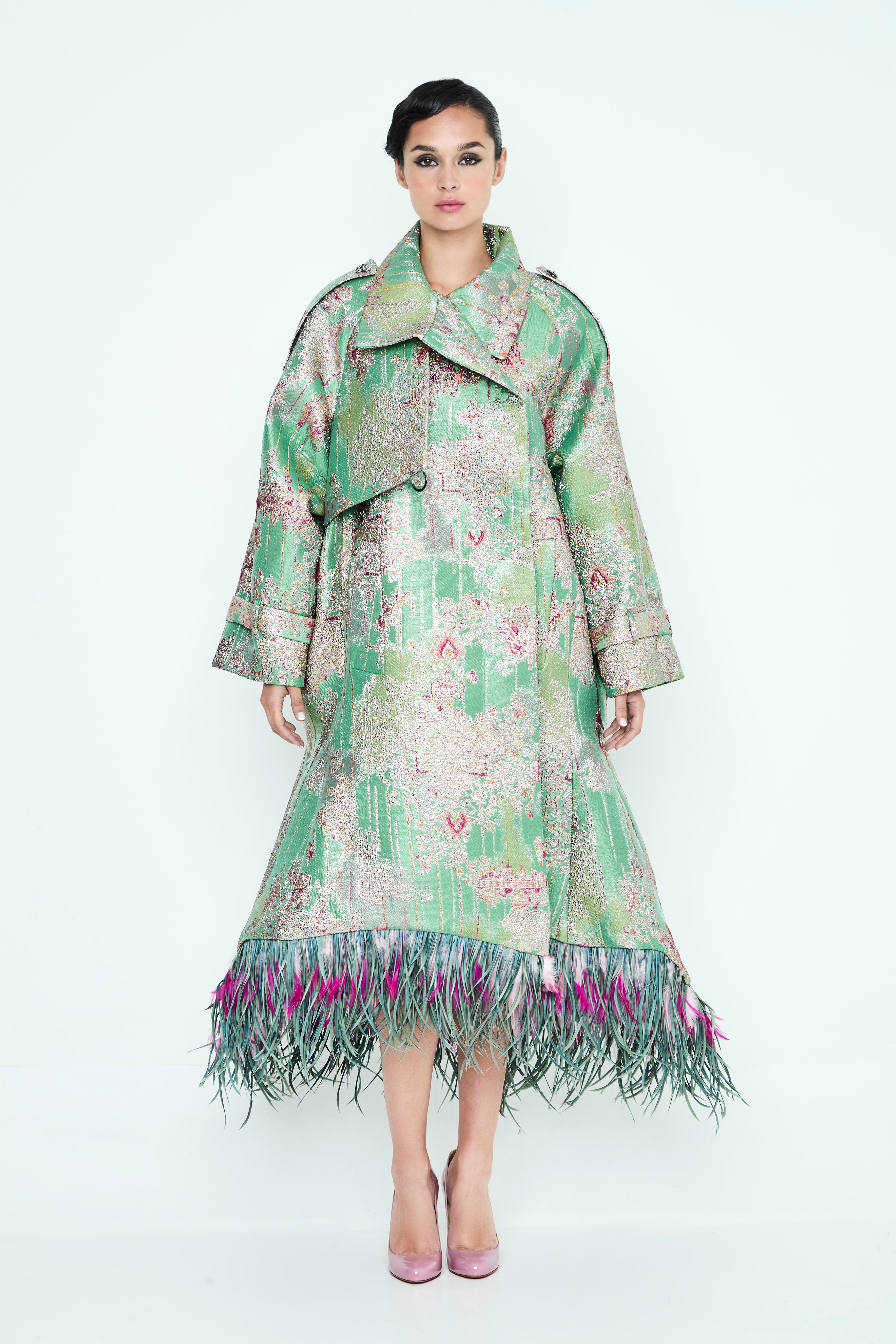 GABARDINA JACQUARD PLUMAS