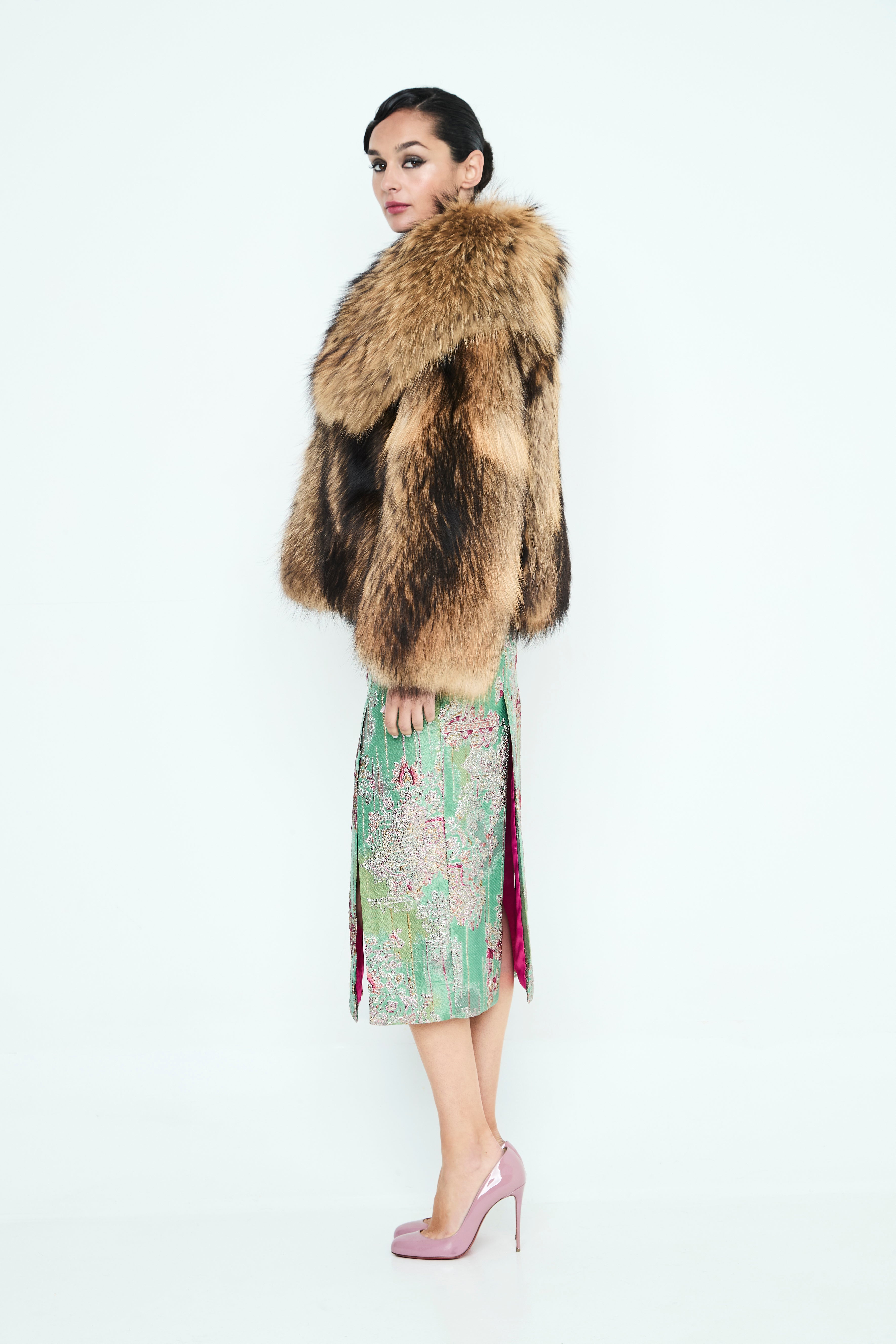 FALDA ABERTURAS JACQUARD VERDE