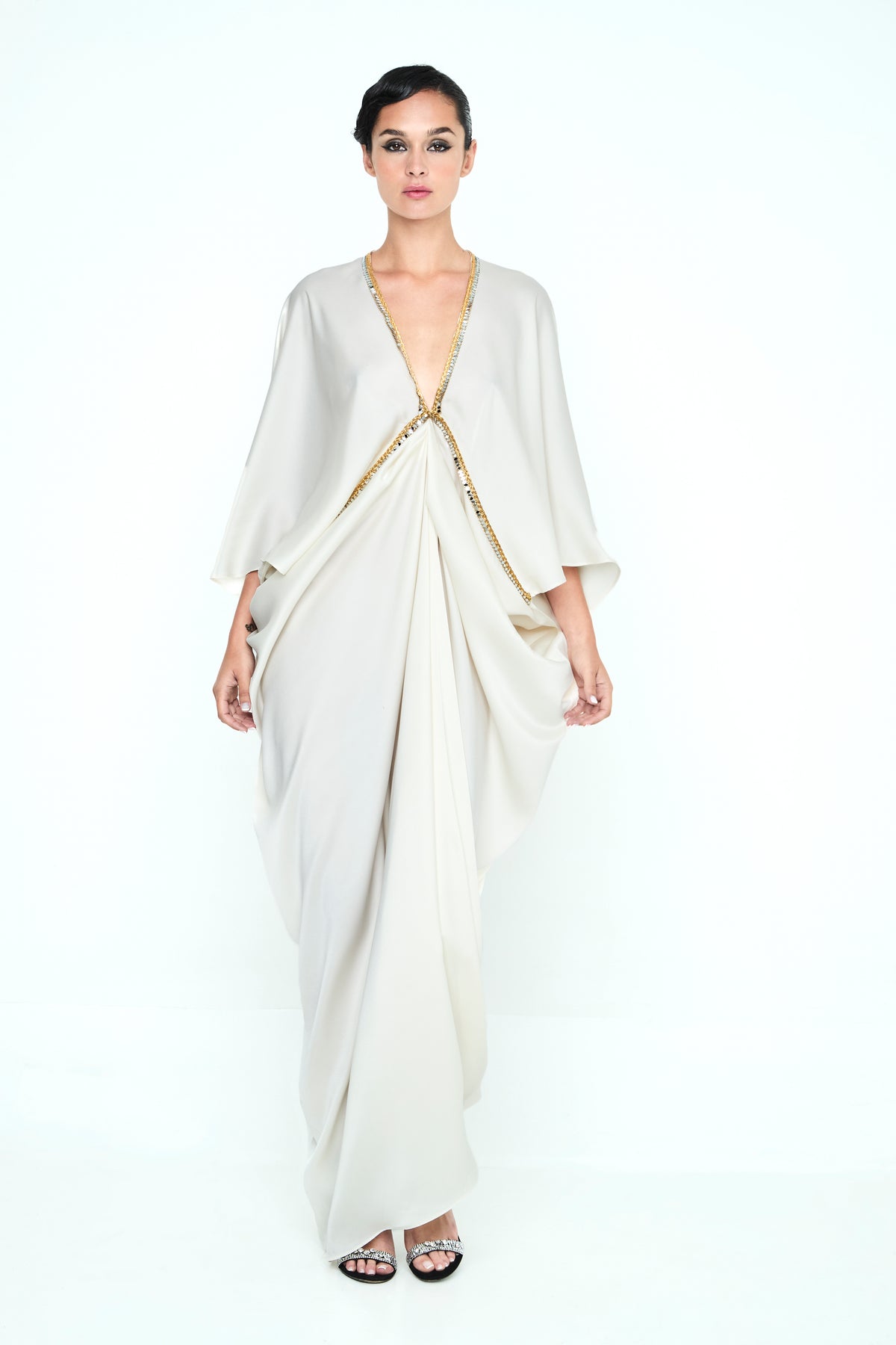 VESTIDO BLANCO DRAPEADO
